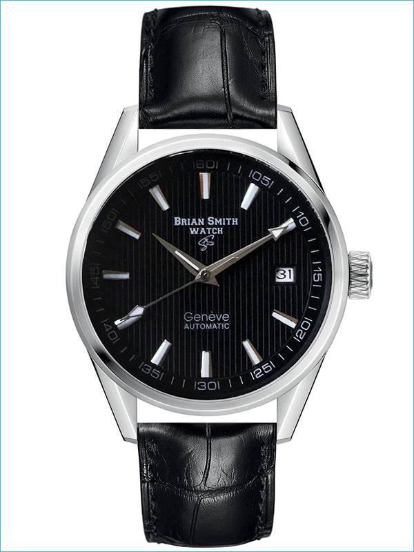BRIAN SMITH - AUTOMATIC GENEVE BLACK/SILVER WATCH - 1702 BRIAN SMITH - AUTOMATIC GENEVE BLACK/SILVER WATCH - 1702
